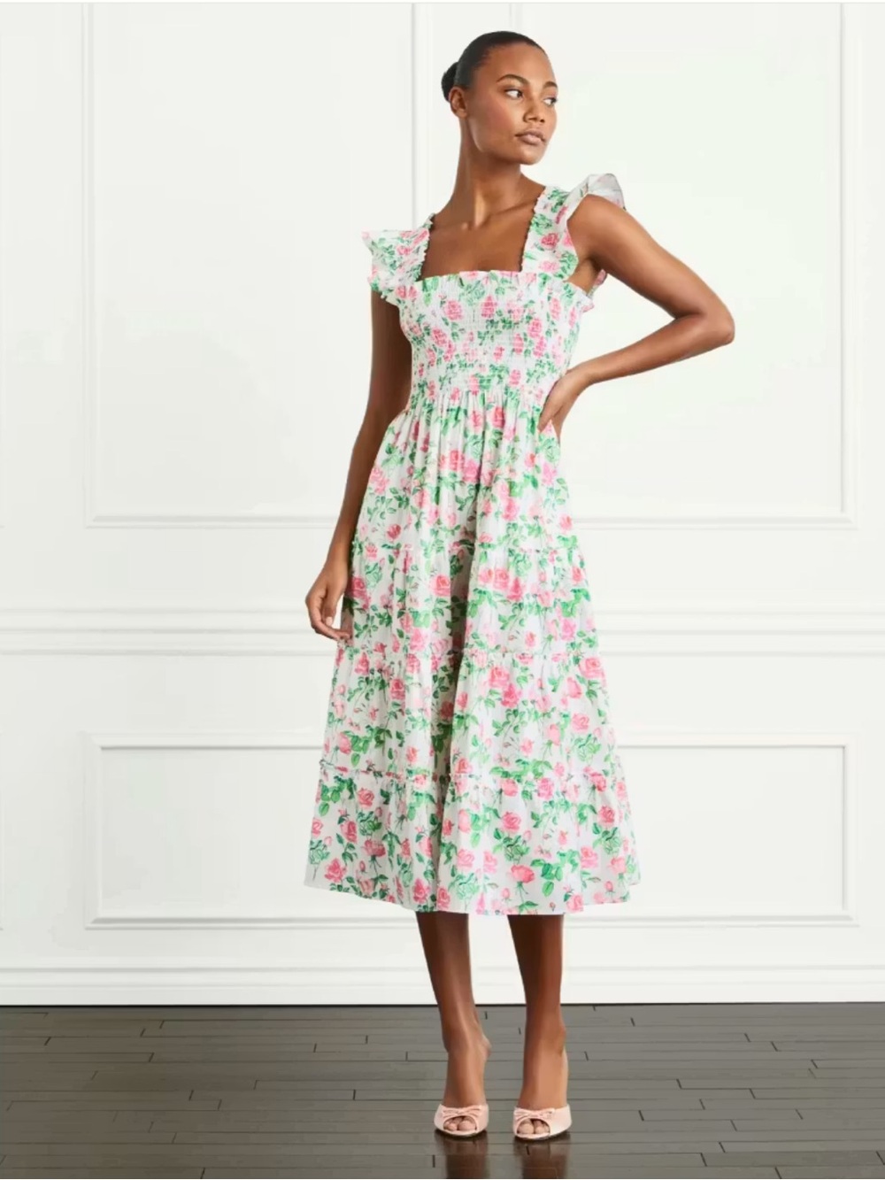 Hill House Home Women's The Ellie Nap Dress Pink Roses Floral Feminine Flirty - Picture 1 of 8